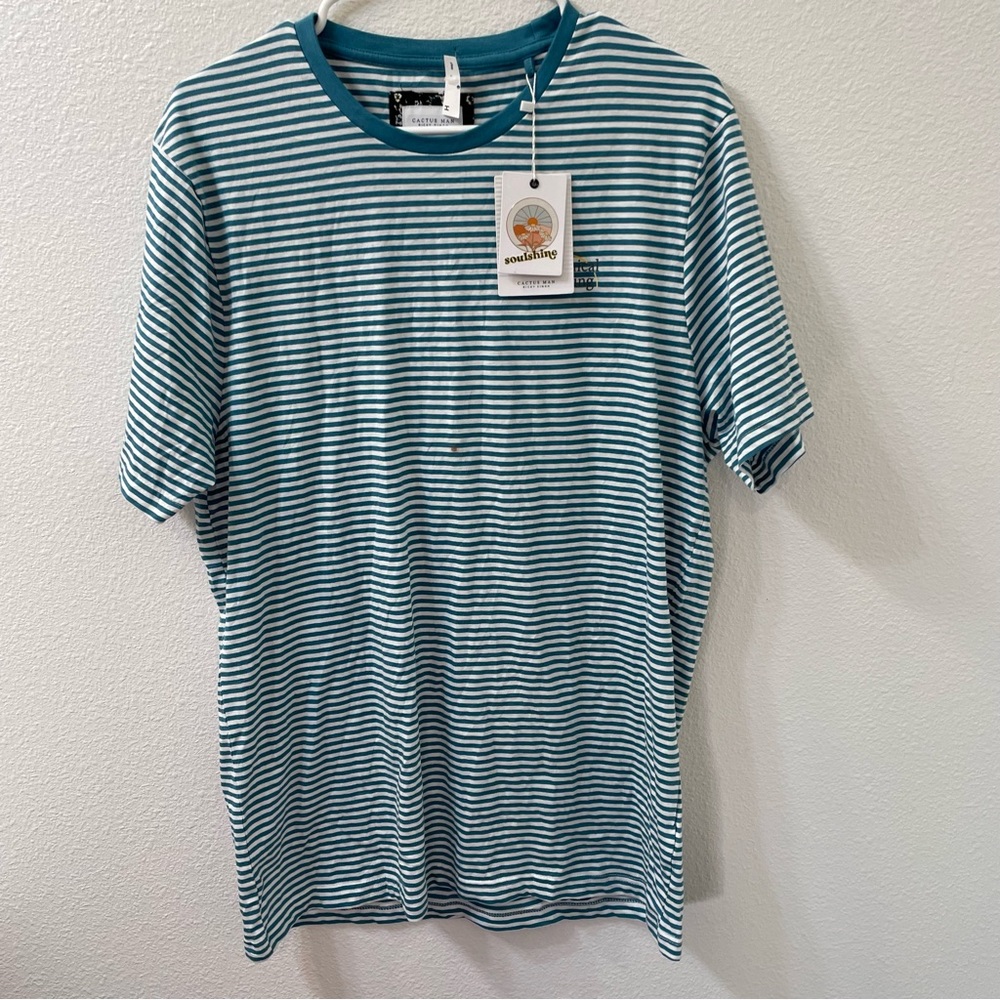 Cactus Ricky Singh striped shirt blue large NWT